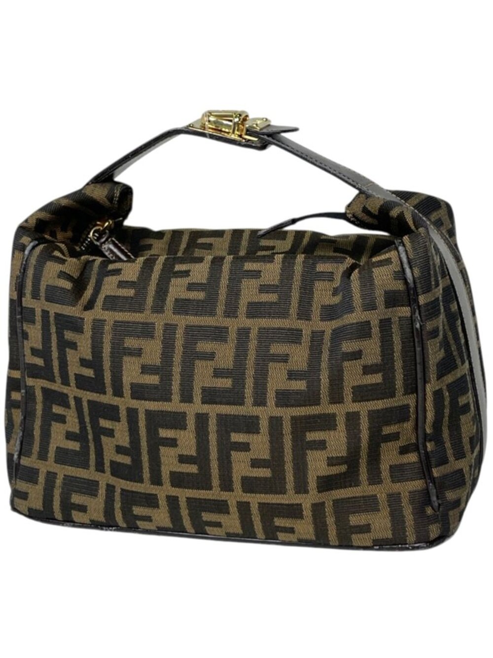 Fendi Handbag Zucca Pattern Vanity Bag Canvas Brown